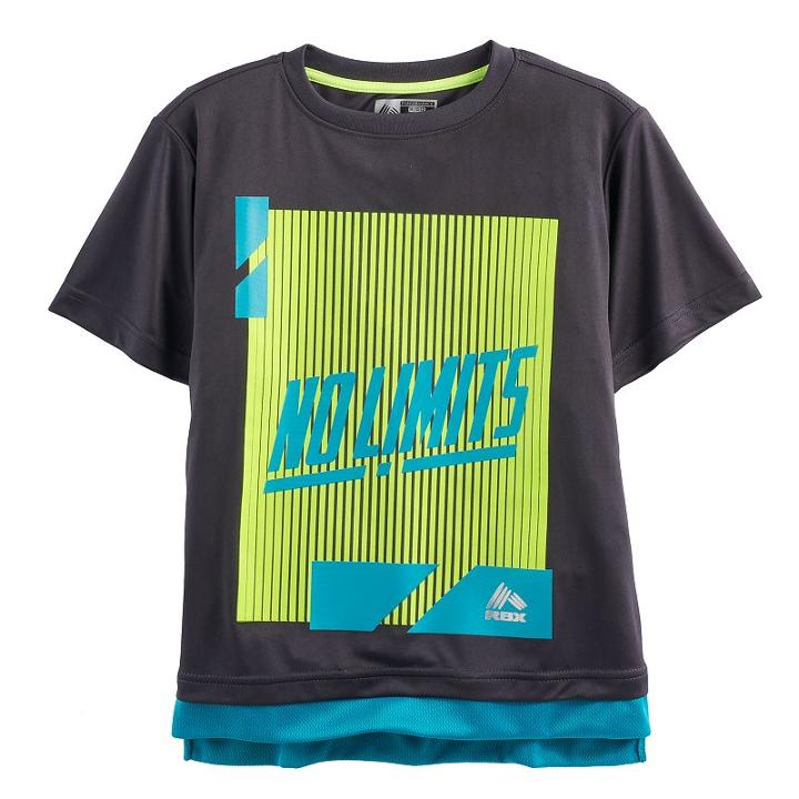 Boys 8-20 Rbx No Limits Tee, Boy's, Size: S(8), Dark Grey