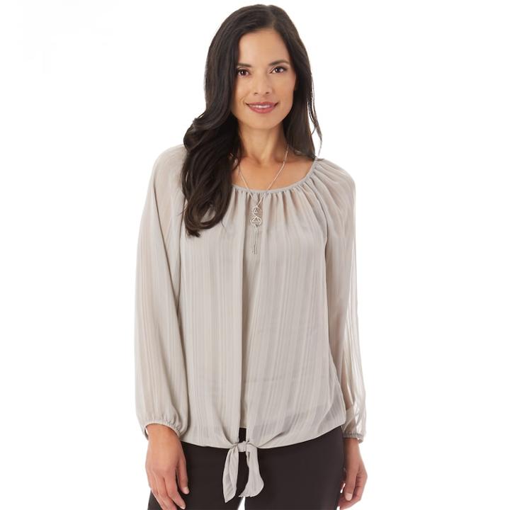 Women's Apt. 9&reg; Tie Peasant Blouse, Size: Xl, Grey