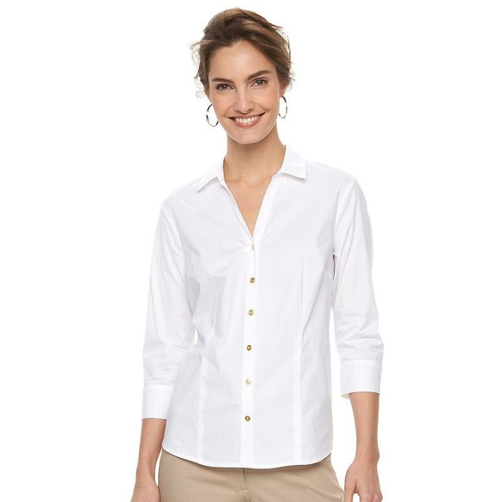 Women's Dana Buchman Poplin Blouse, Size: Xl, White