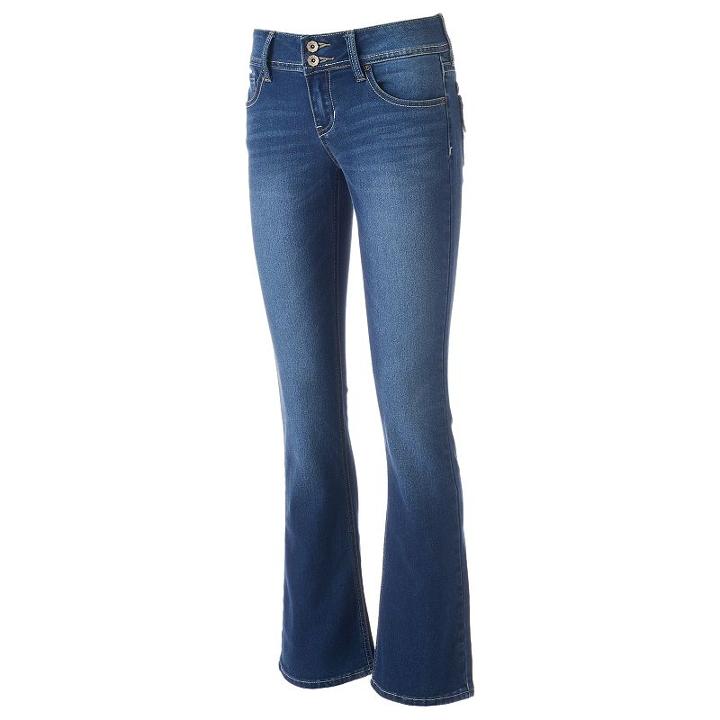 Juniors' Hydraulic Stiletto Faded Bootcut Jeans, Teens, Size: 13, Blue