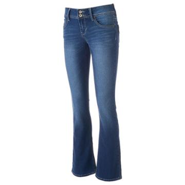 Juniors' Hydraulic Stiletto Faded Bootcut Jeans, Teens, Size: 13, Blue