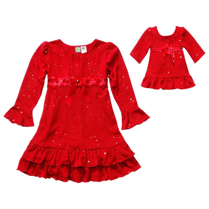 Dollie & Me Sweater-knit Dress Set - Girls 7-16, Size: 14, Red