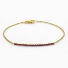 Sophie Miller 14k Gold Over Silver Red Cubic Zirconia Bar Link Bracelet, Women's, Size: 7