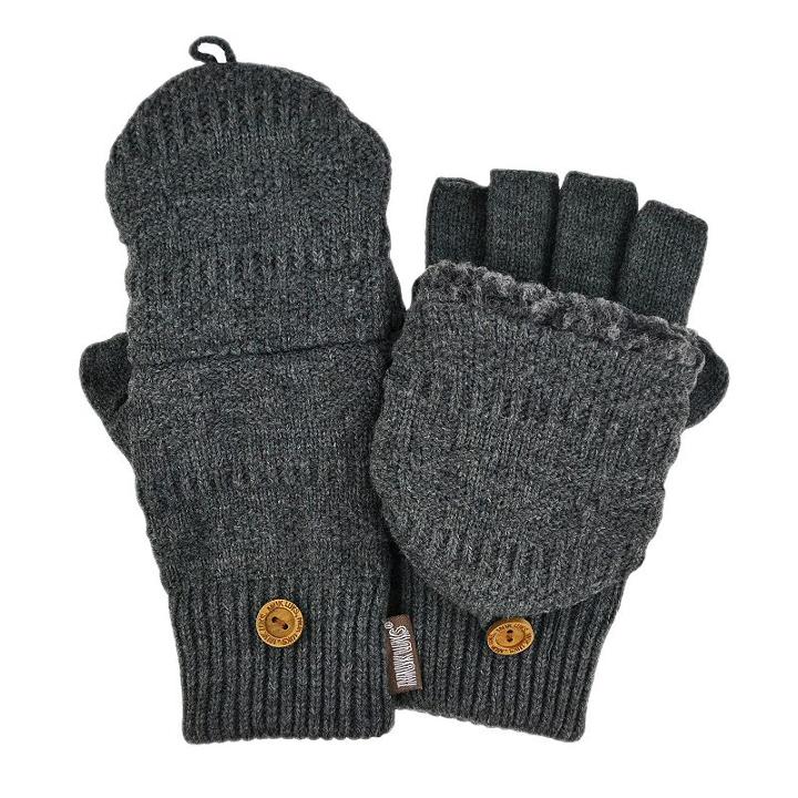 Muk Luks Fairisle Sherpa-lined Convertible Flip-top Mittens - Men, Grey