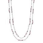 Purple Bead Long Double Strand Station Necklace, Women's