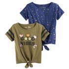 Girls 4-6x Freestyle Revolution Good Vibes & Foil Front-tie Tee Set, Size: 4, Multi