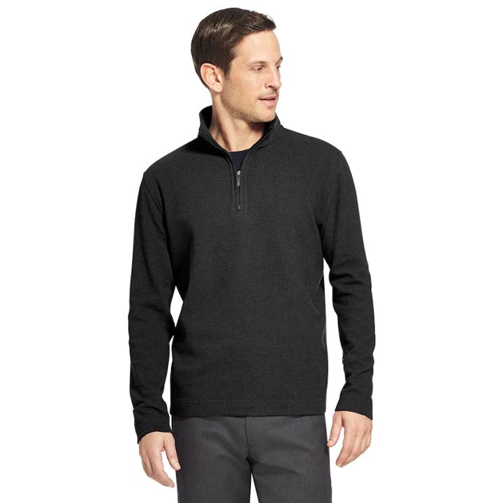 Men's Van Heusen Ottoman Flex Quarter-zip Knit Top, Size: Medium, Black