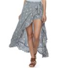 Juniors' Vanilla Star Ruffled Floral Walk-through Maxi Skirt, Teens, Size: Xl, Med Blue