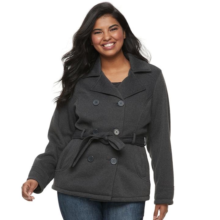 Juniors' Plus Size J-2 Double-breasted Fleece Jacket, Teens, Size: 2xl, Grey (charcoal)