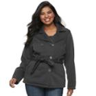 Juniors' Plus Size J-2 Double-breasted Fleece Jacket, Teens, Size: 2xl, Grey (charcoal)