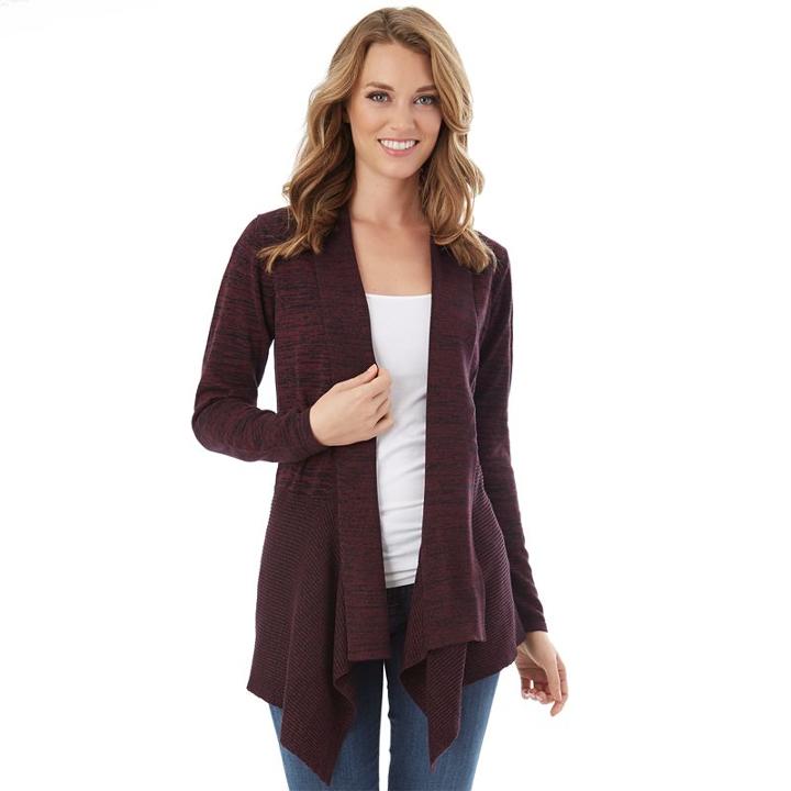Women's Apt. 9&reg; Lurex Pointelle Cardigan, Size: Medium, Dark Red