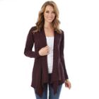 Women's Apt. 9&reg; Lurex Pointelle Cardigan, Size: Medium, Dark Red