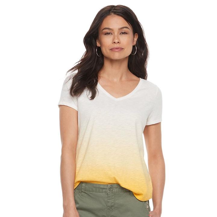 Petite Sonoma Goods For Life&trade; Essential Print V-neck Tee, Women's, Size: M Petite, Gold