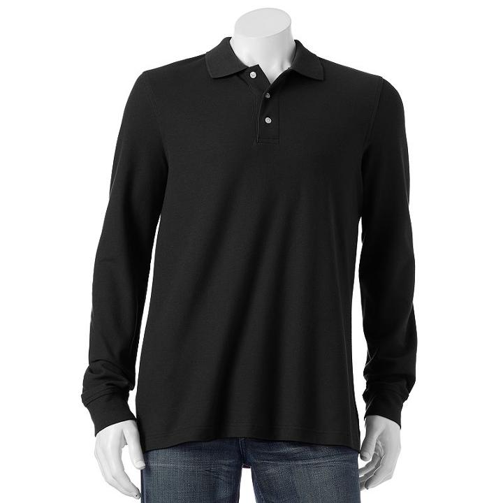Men's Croft & Barrow&reg; Classic-fit Easy-care Pique Polo, Size: Xl, Black