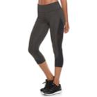 Women's Fila Sport&reg; Shiny Ruched Midrise Capri Leggings, Size: Xl, Dark Grey