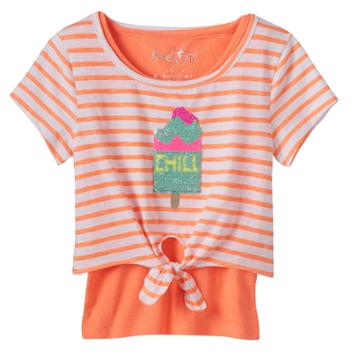 Girls 4-6x Freestyle Revolution Flip Sequin Tee & Tank Top Set, Size: 4, Orange