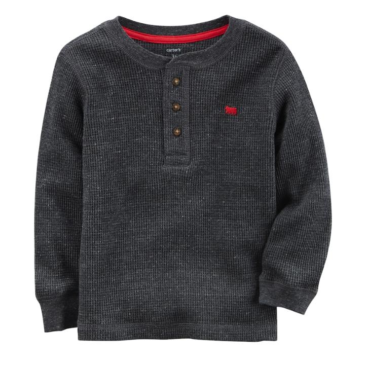 Boys 4-8 Carter's Thermal Henley, Size: 6, Light Grey