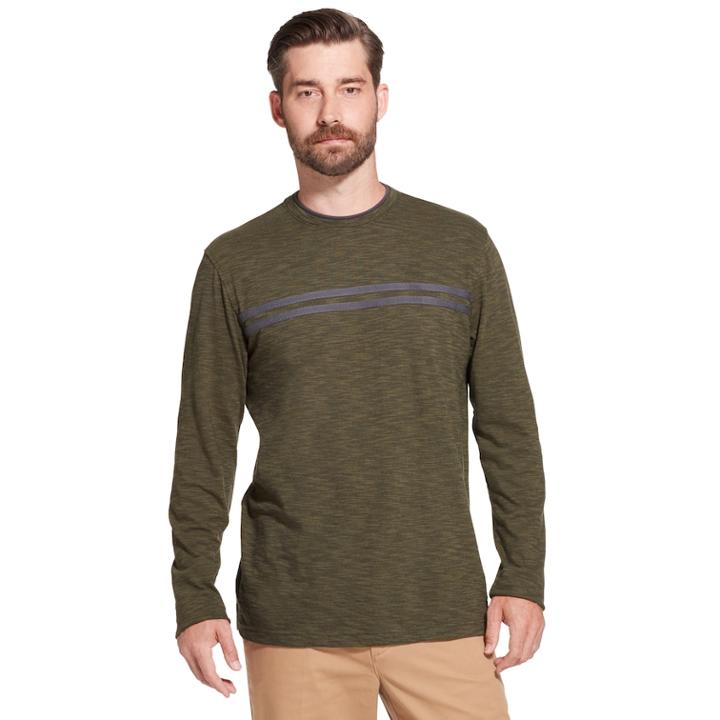 Men's Arrow Classic-fit Striped Mock-layer Tee, Size: Xxl, Green