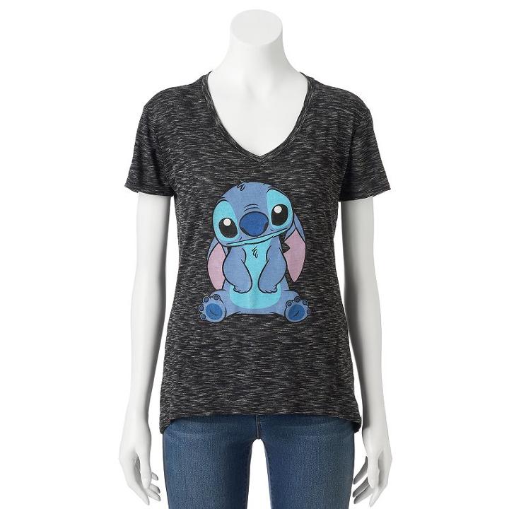 Disney's Lilo & Stitch Juniors' Ears Down Graphic Tee, Girl's, Size: Xs, Oxford