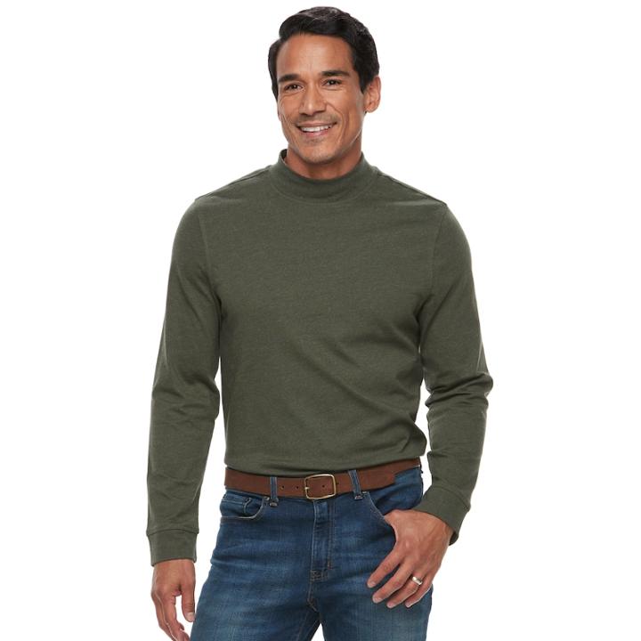 Men's Croft & Barrow&reg; Classic-fit Stretch Mockneck Pullover, Size: Xxl, Med Green