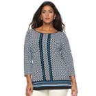 Plus Size Croft & Barrow&reg; Printed Button Top, Women's, Size: 2xl, Blue