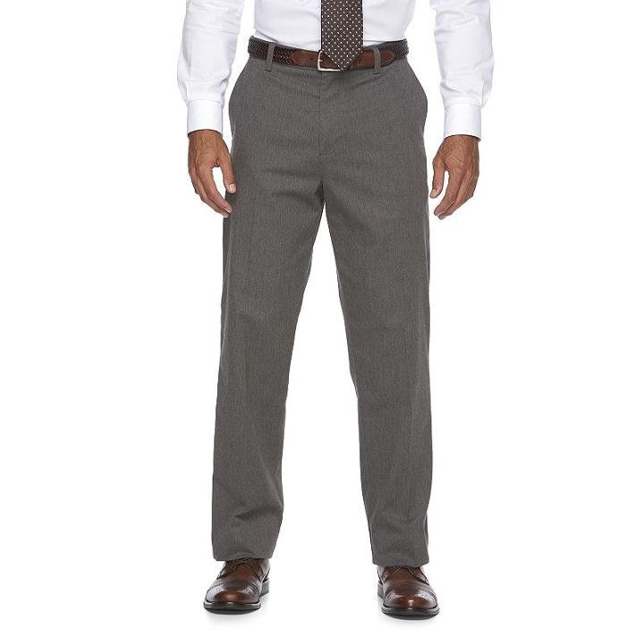 Big & Tall Croft & Barrow&reg; Relaxed-fit Easy-care Stretch Flat-front Pants, Men's, Size: 50x30, Light Grey