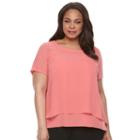 Plus Size Dana Buchman Split Back Layered Top, Women's, Size: 1xl, Lt Orange