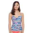 Women's Croft & Barrow&reg; Bust Enhancer Twist Tankini Top, Size: 14, Tropical Chevron