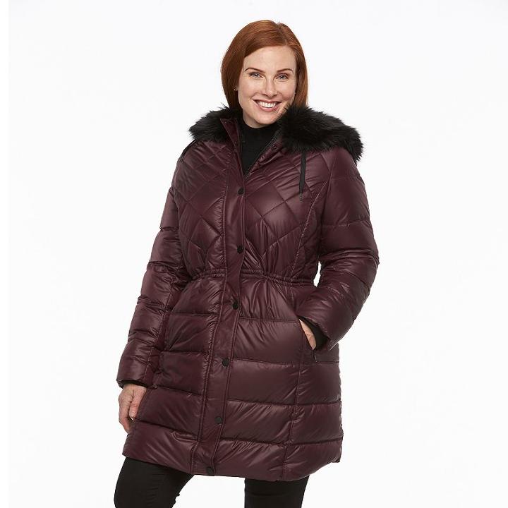 Plus Size Apt. 9&reg; Hooded Anorak Puffer Jacket, Women's, Size: 3xl, Dark Red