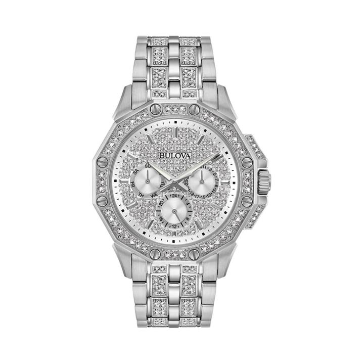 Bulova Men's Octava Crystal Stainless Steel Watch - 96c134, Silver