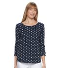 Women's Croft & Barrow&reg; Button-tab Scoopneck Tee, Size: Xl, Dark Blue