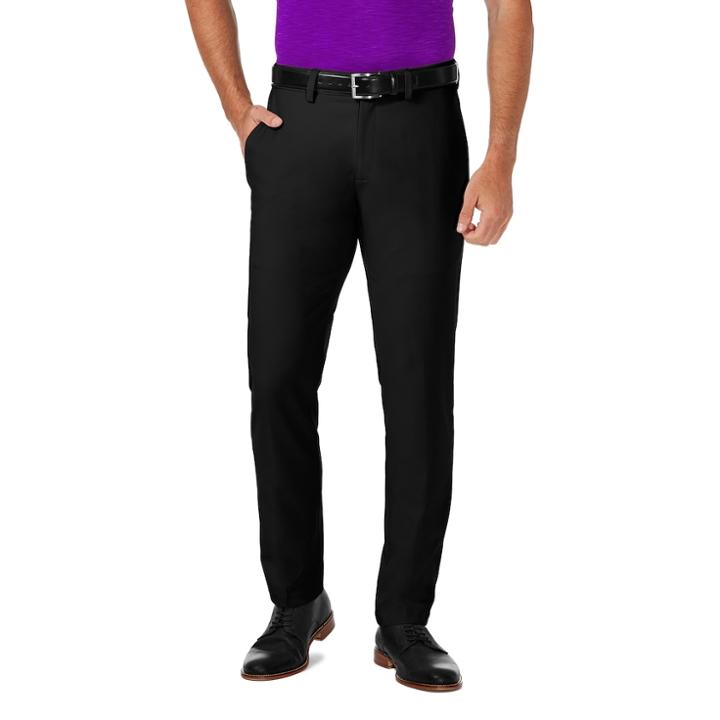 Big & Tall Haggar&reg; Cool 18&reg; Pro Slim-fit Wrinkle-free Flat-front Super Flex Waist Pants, Men's, Size: 36x36, Black