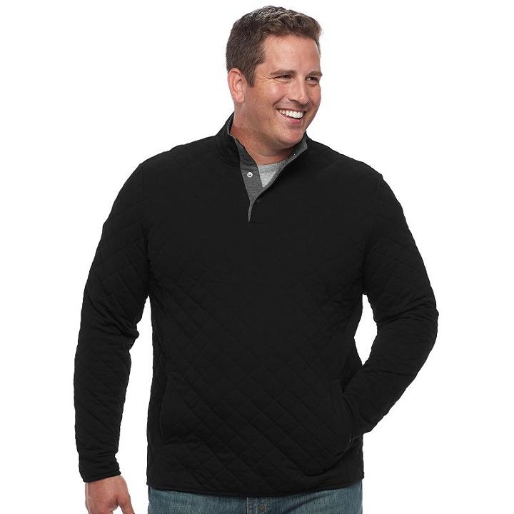 Big & Tall Croft & Barrow&reg; Classic-fit Quilted Mockneck Pullover, Men's, Size: 3xl Tall, Black