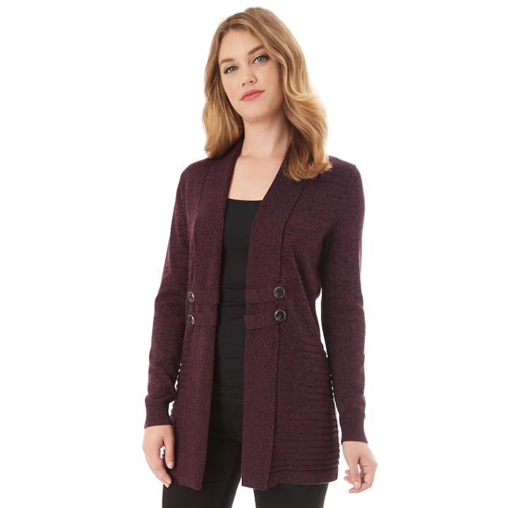 Women's Apt. 9&reg; Button-tab Cardigan, Size: Xl, Merlot