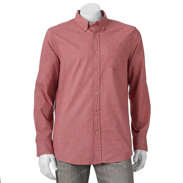 Men's Sonoma Goods For Life&trade; Jaspe Modern-fit Button-down Shirt, Size: Xl, Red