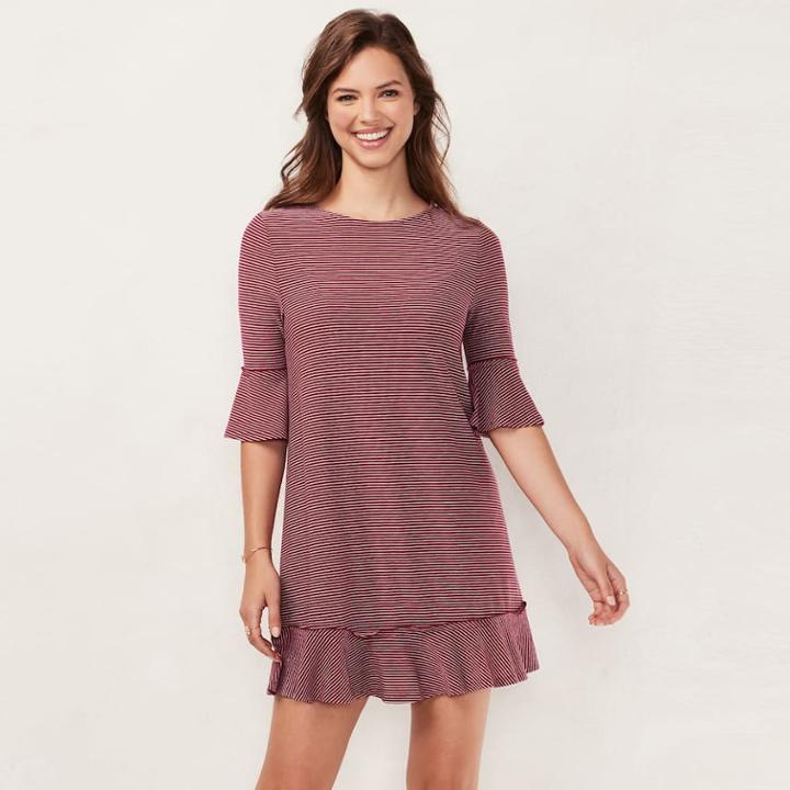 Women's Lc Lauren Conrad Ruffled T-shirt Dress, Size: Small, Pink