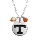 Fiora Crystal Sterling Silver Tennessee Volunteers Team Logo & Heart Pendant Necklace, Women's, Size: 16, Orange