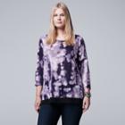 Plus Size Simply Vera Vera Wang Chiffon Trim Printed Top, Women's, Size: 2xl, Med Purple