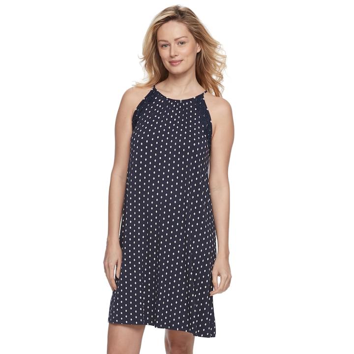 Women's Apt. 9&reg; Printed High Neck Chemise, Size: Large, Drk Purple