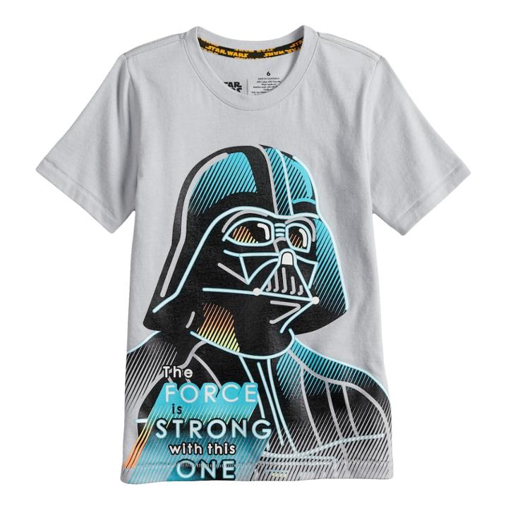 Boys 4-7x Star Wars A Collection For Kohl's The Force Is Strong With This One Darth Vader Tee, Size: 7, Grey