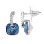 Brilliance Silver Plated Cushion Drop Earrings With Swarovski Crystals, Women's, Blue