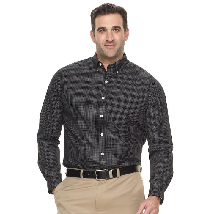 Big & Tall Van Heusen Classic-fit Checked Wrinkle-free Button-down Shirt, Men's, Size: L Tall, Oxford