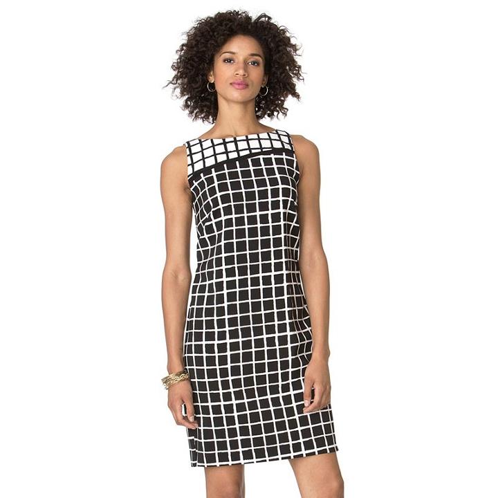 Women's Chaps Printed Sheath Dress, Size: 12, Black