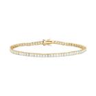 14k Gold Over Silver Cubic Zirconia Tennis Bracelet, Women's, Size: 7.25, White