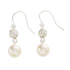 Silver Tone Simulated Pearl And Simulated Crystal Cluster Earrings, Women's, White