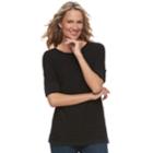 Women's Croft & Barrow&reg; Textured Roll-tab Boatneck Sweater, Size: Xs, Black