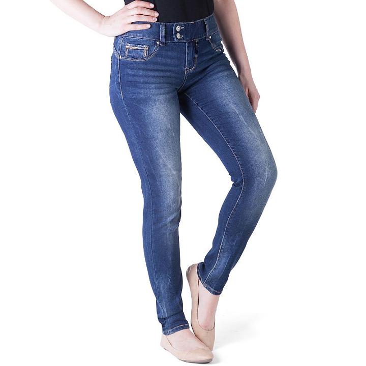 Juniors' Amethyst Bodycon Embellished Jeggings, Girl's, Size: 0, Dark Blue