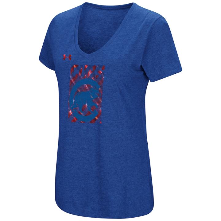 Women's Under Armour Chicago Cubs Heat Gear Streak Tee, Size: Regular, Med Blue