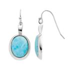 Sterling Silver Larimar Oval Drop Earrings, Women's, Blue