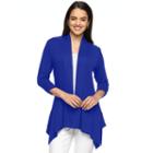 Women's Ab Studio Shark-bite Hem Open-front Cardigan, Size: Xlrg Av/rg, Brt Blue